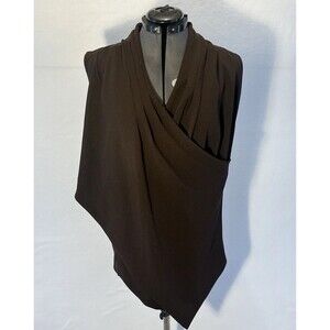 LAUREN RALPH LAURE  Asymmetric Sleeveless Blouse Top Women’s 2X Chocolate Zip